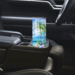 Floral beach tumbler in car cup holder on travel day